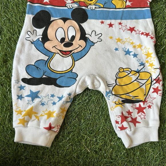 Vintage Disney Babies Mickey Mouse All Over Print AOP‎ Romper Size 0-6 Months - Picture 4 of 9